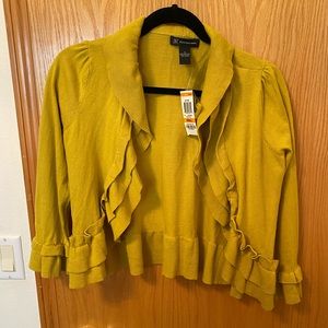Nwt! Inc small mustard ruffled bolero/shrug